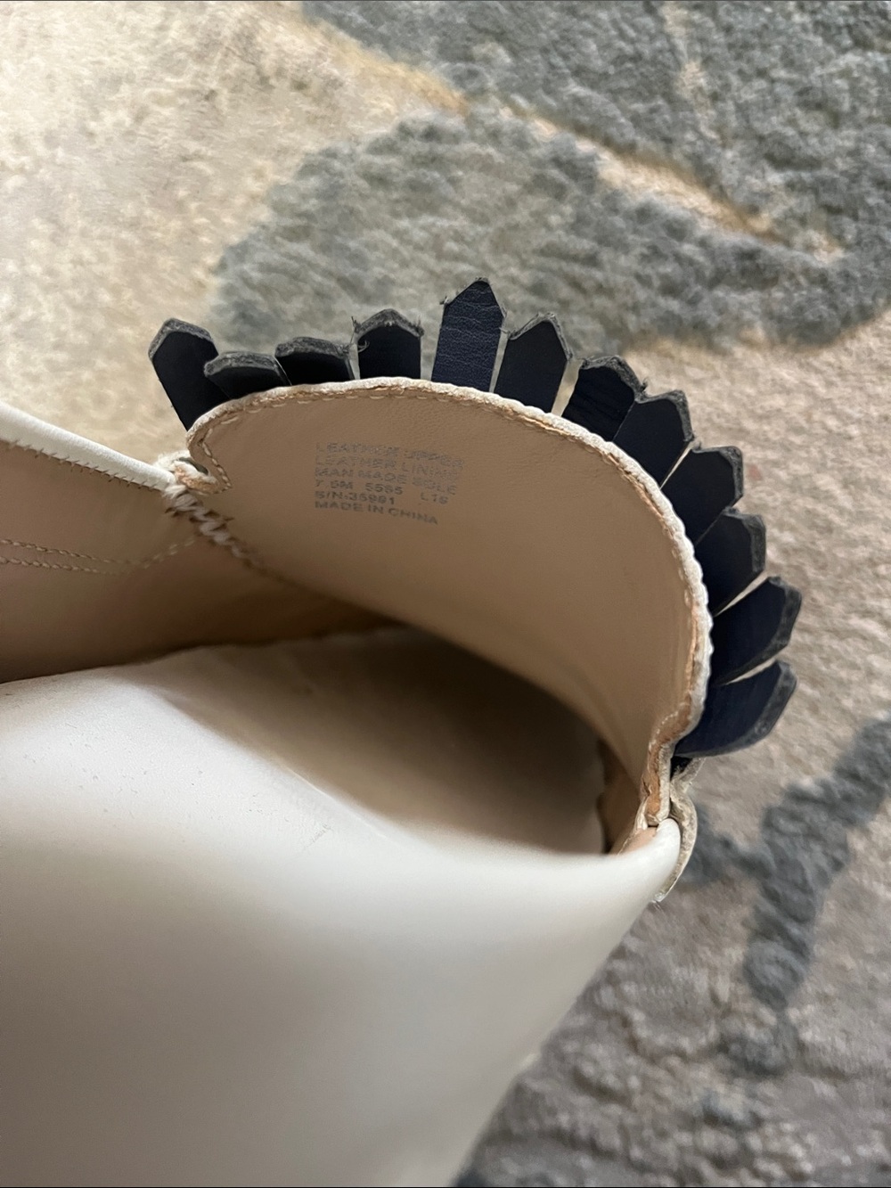 Tory Burch Cream Leather Loafers with Navy Kiltie and Green Stripe - Picture 7 of 7